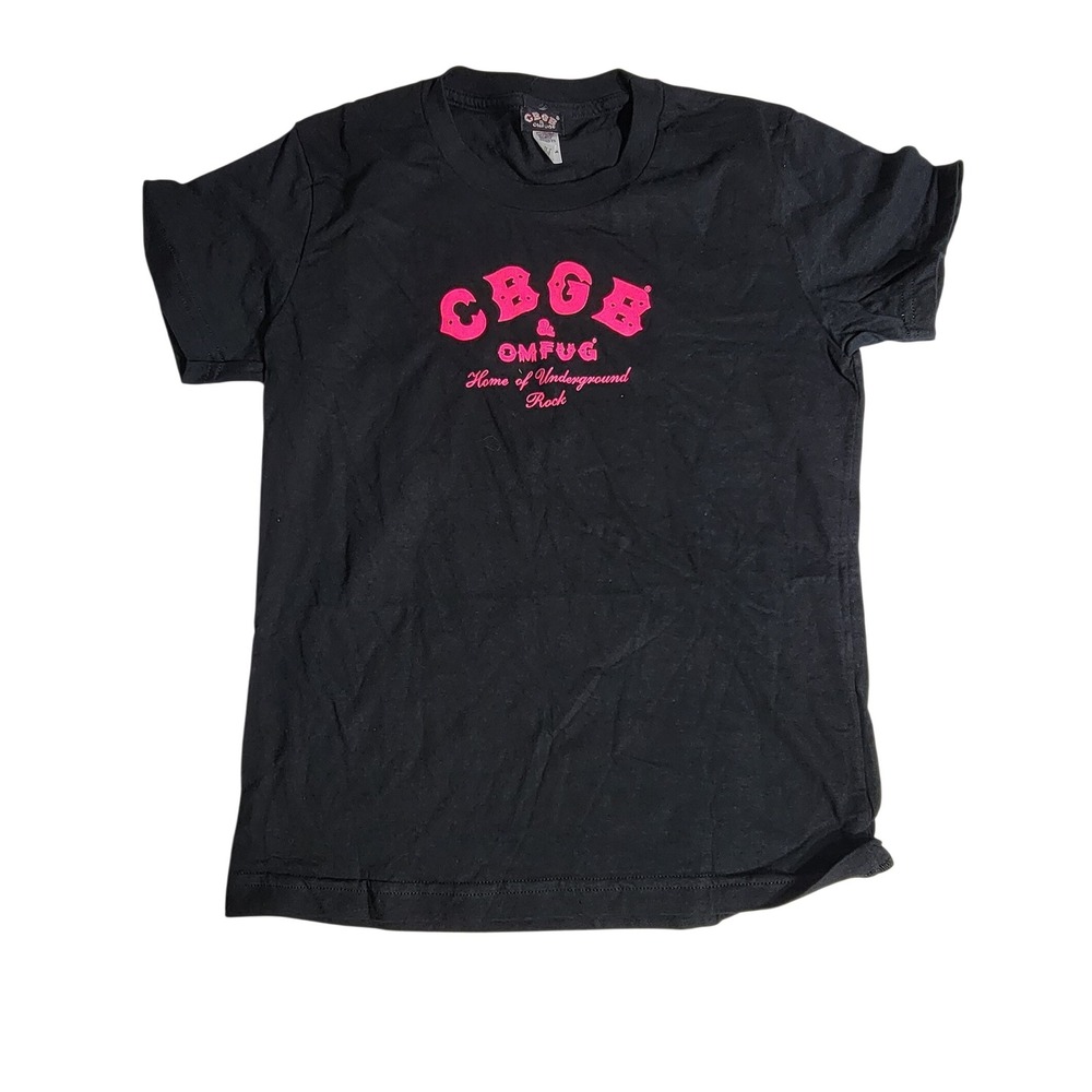 CBGB OMFUG Home of Underground Rock Pink Logo Black Graphic T-Shirt M/OS USA